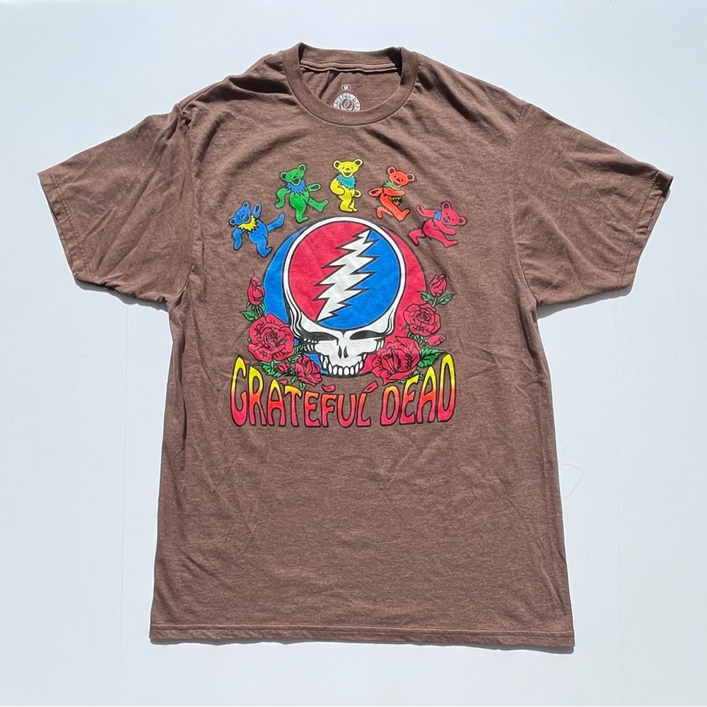 Grateful Dead Band T-Shirt Size Medium Mocha Brown Short Sleeve Graphic Bears
